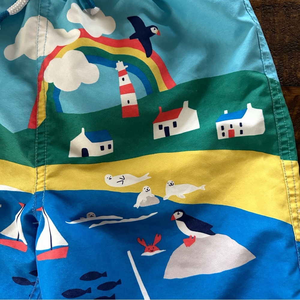 Mini Boden Blue and Yellow Nautical Shorts - Picture 6 of 8